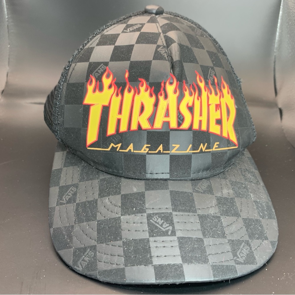 Thrasher Black Checkered Cap Vans x Thrasher cap Adjustable SnapBack hat